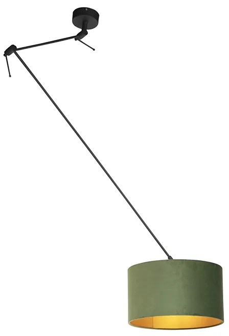 Függőlámpa fekete zöld bársony árnyékolóval aranyozott 35 cm - Blitz