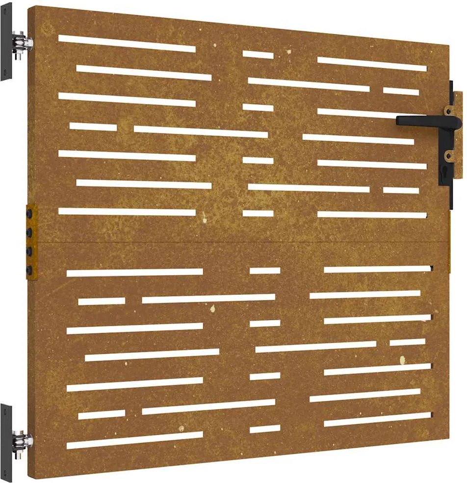 vidaXL négyszögmintás corten acél kerti kapu 85 x 100 cm