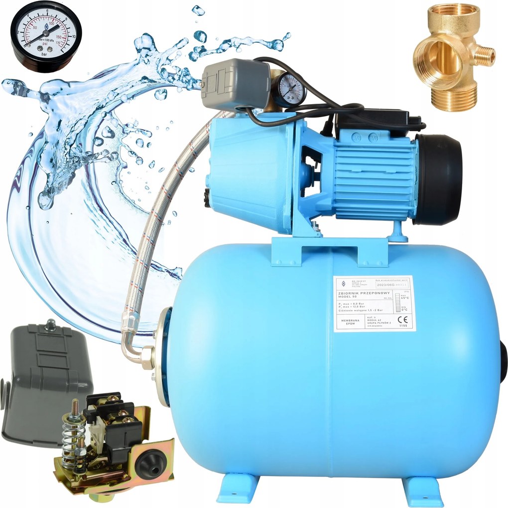 JET60 Kerti Vízpumpa Hidrofor 50L Hidrofor szett 370W Hatékony