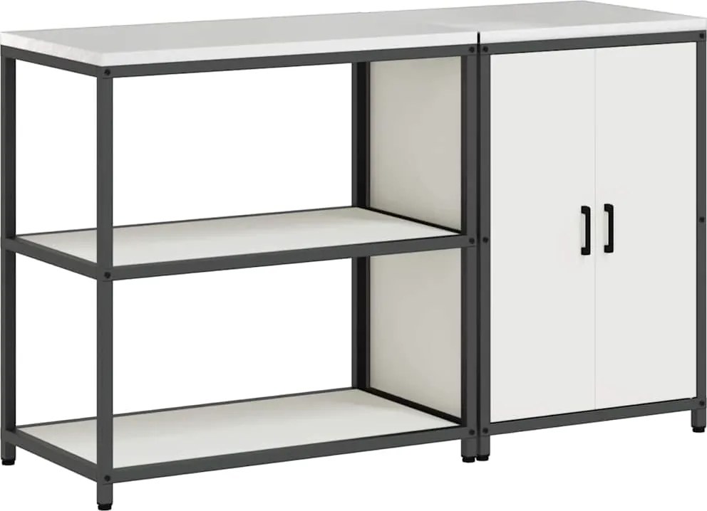vidaXL Konyhai Tároló Készlet 2 pcs Fehér Hidegen hengerelt acél