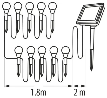 RGB LED napelemes lámpa 10xLED/1,2V 300 mAh IP44 fekete