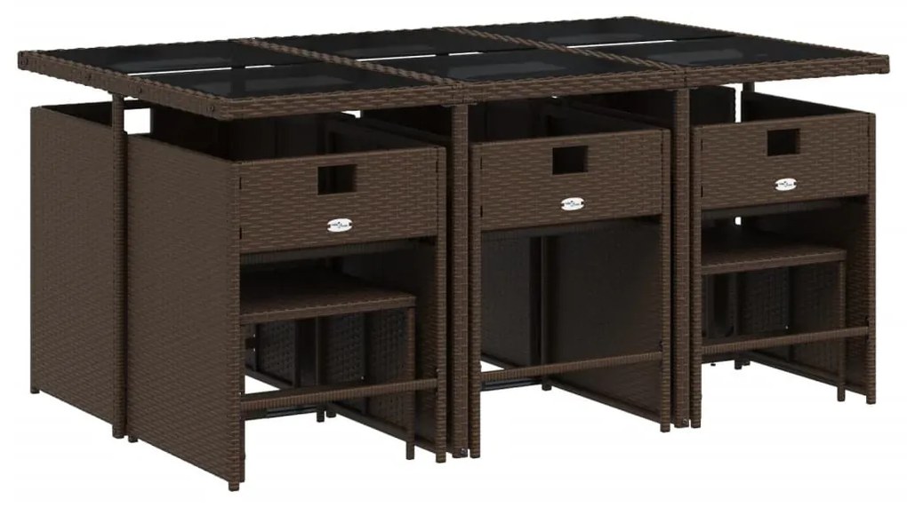 11 részes barna polyrattan kerti ülőgarnitúra párnákkal