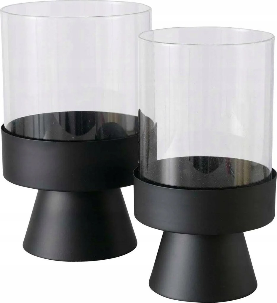 Gyertyatartó Üveg Fém Állvány 2 db-os gyertyatartó szett Fekete