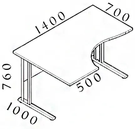 Visio ergonomikus asztal 140 x 100 cm, bal, dió