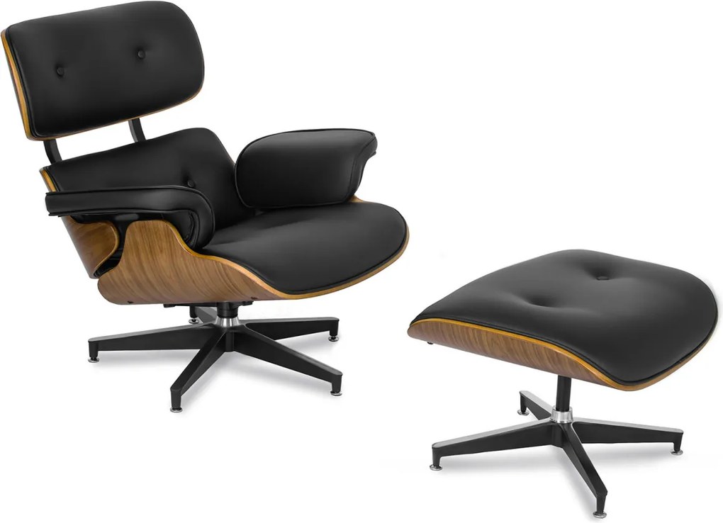 Pihenőfotel lábtartóval fekete műbőr – PALERMO