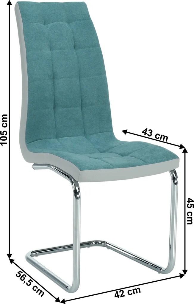 Étkezőszék, mentol/szürke/króm, SALOMA NEW