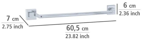 WENKO 22684100-Törölközőtartó VACUUM-LOC QUADRO ED 60,5x6 cm ezüst/fényes króm