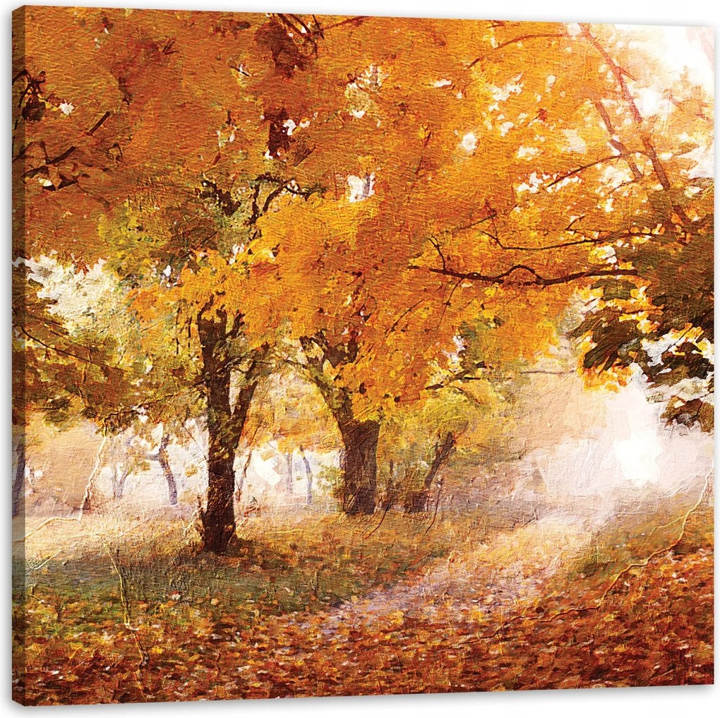 Vászonkép Olajfestmény Őszi erdő 80X80 cm Ajándéknak is tökéletes