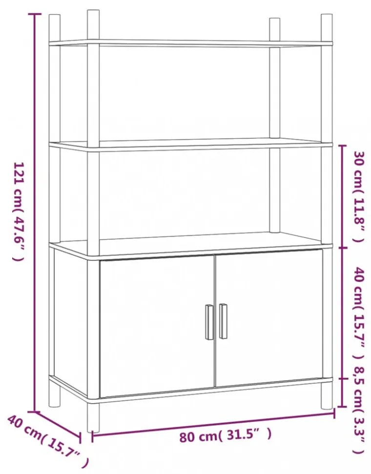 fekete szerelt fa magasszekrény 80x40x121 cm