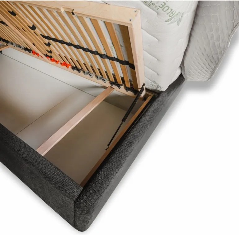 ZEFIRA kárpitozott ágy + rácsos rács + matrac EMI