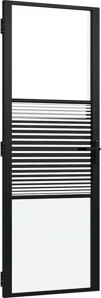 vidaXL Üvegajtó Csíkos Fekete 76 x 3.5 x 201.5 cm Alumínium