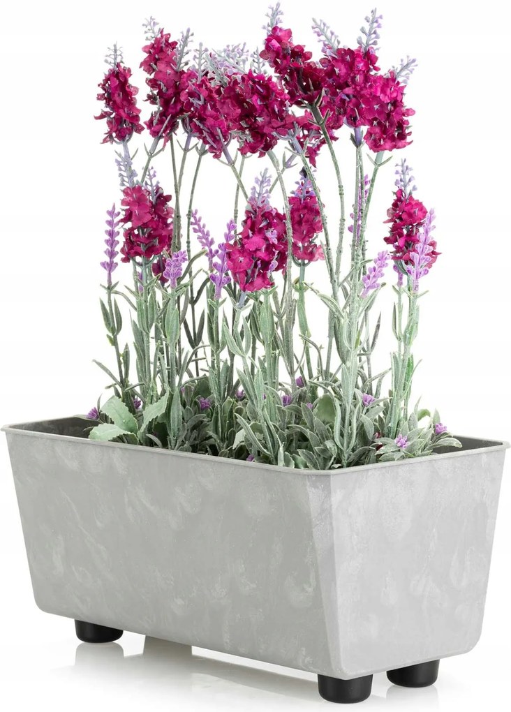 Virágláda gyógynövények Szürke beton utánzat Lábakon virágtartó 29x17cm