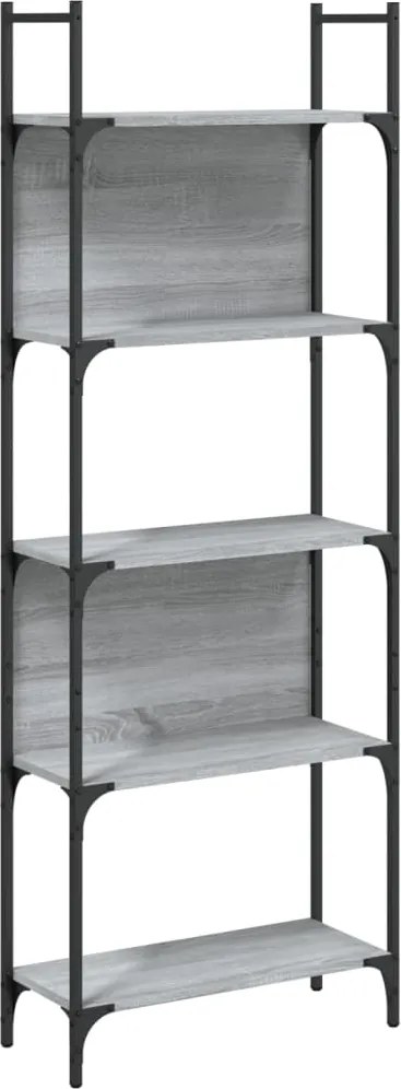 vidaXL 5 szintes szürke sonoma szerelt fa könyvespolc 60,5x24x166,5 cm