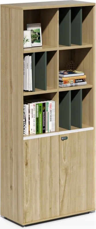 Houseland Profit Pro 01 magas irodai szekrény, natúr tölgyfa