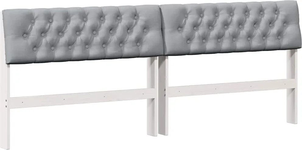 vidaXL Kárpitozott fejtámla Világosszürke 200 cm Tömör fenyőfa