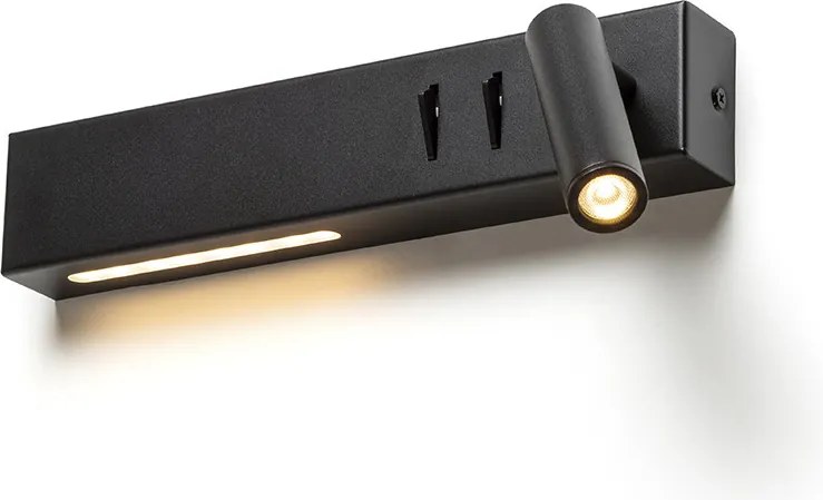 RENDL ODEON nástěnná s podsvícením černá 230V LED 8+3W 30° 3000K