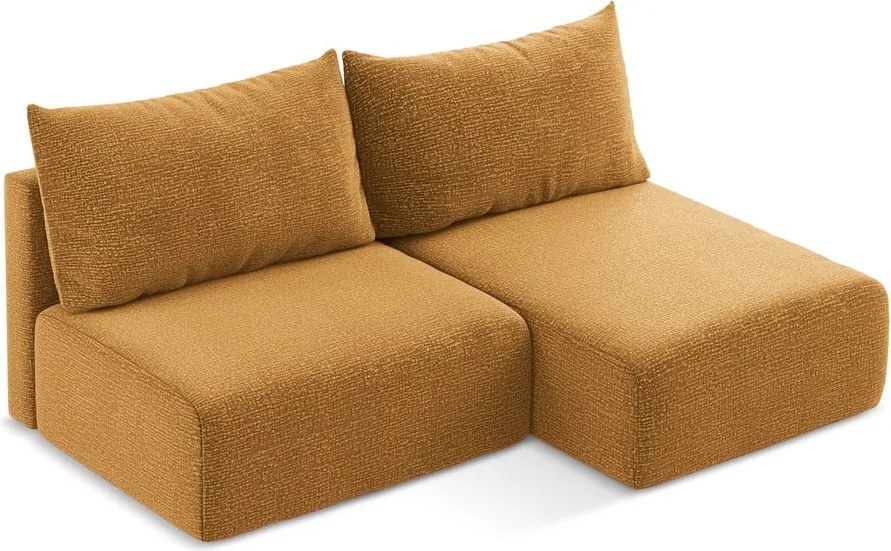 Narancssárga kinyitható-tárolóhelyes sarokkanapé (jobb oldali) Kalena – Makamii