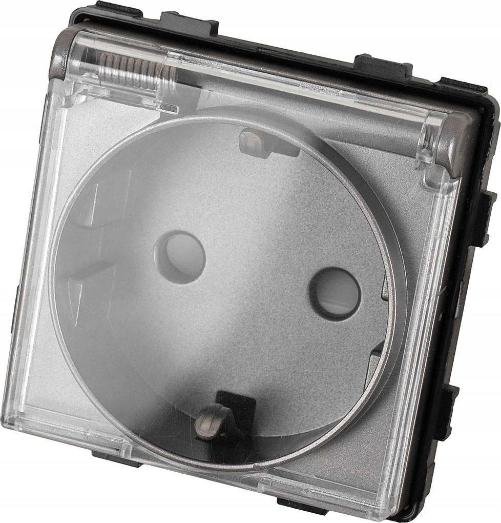 Egyes Schuko aljzat modul szürke színű, fedéllel, keretekhez Miuun