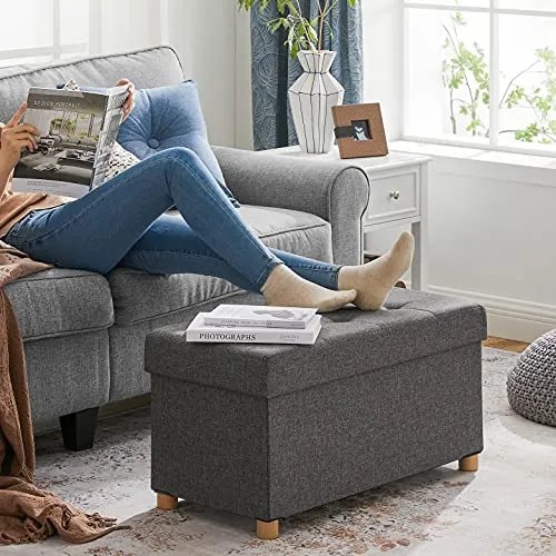 OTO lábas tárolós puff, 76x38x40cm, antracit SongmicsHome