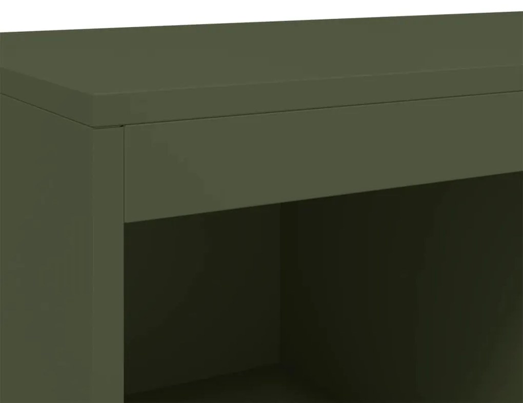 olívazöld acél magasszekrény 68x39x111,5 cm