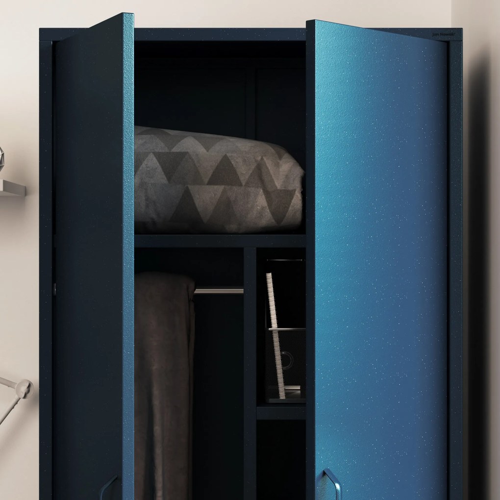 Gardróbszekrény FLAVIO, 800 x 1850 x 450 mm, Modern: sötétkék