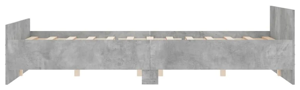 betonszürke ágykeret fej- és lábtámlával 120 x 190 cm