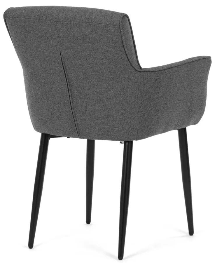 Elegáns Karos Étkezőszék, könnyen tisztítható szürke szövet, matt fekete lakkozású fém lábak