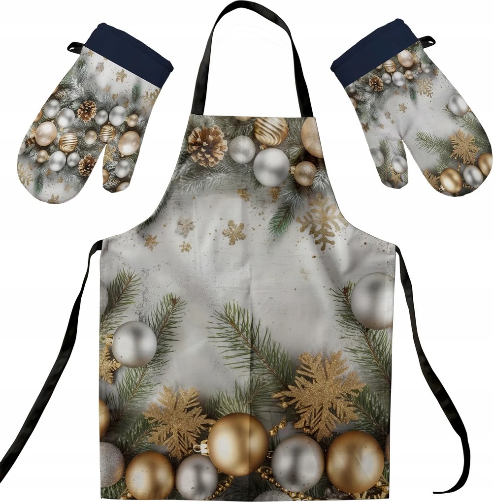 Konyhai Kötény Szett Karácsonyi Kesztyű Mintás Ajándék Kötény Karácsony