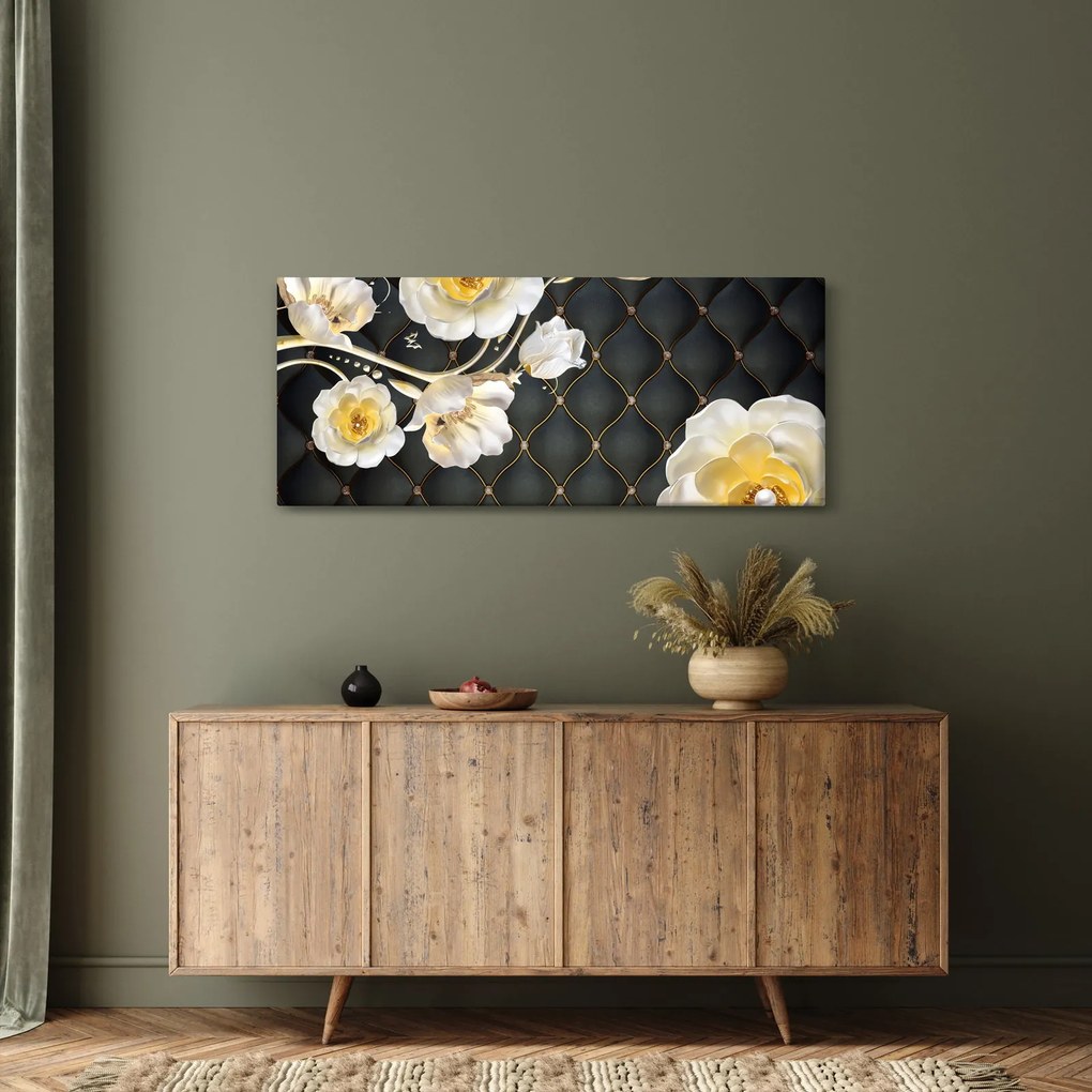 Fehér rózsa virágok képe (120x50 cm)