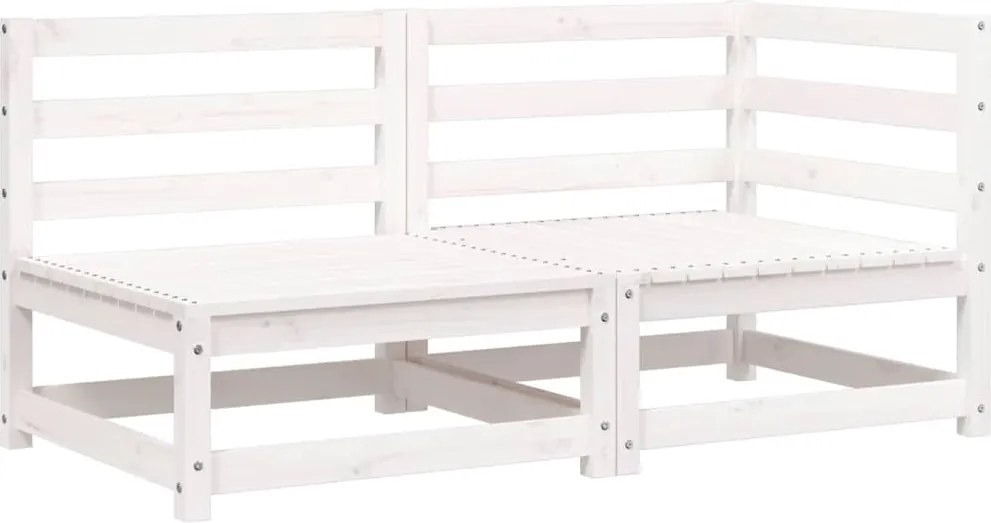 vidaXL fehér kétszemélyes tömör fenyőfa kerti kanapé