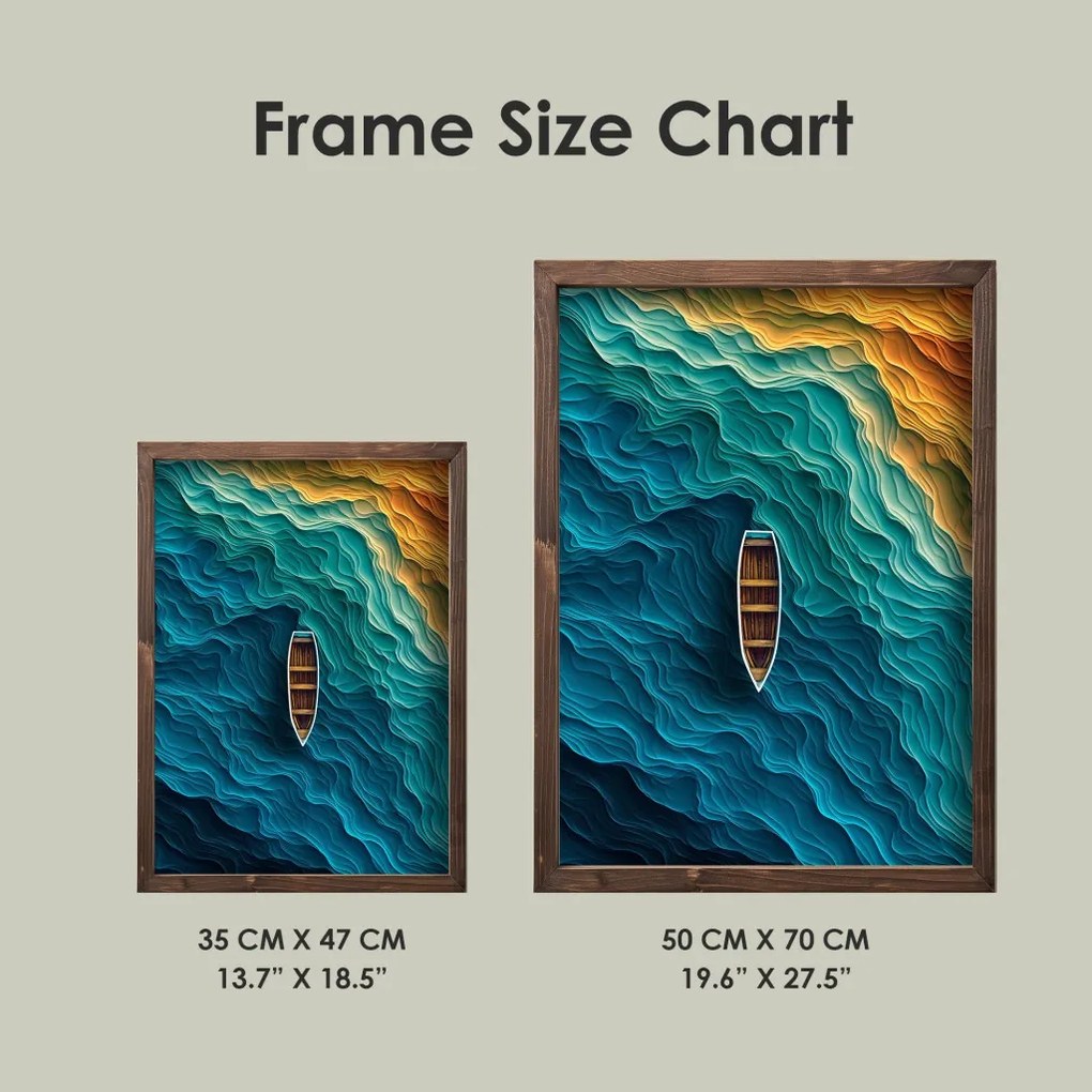 TUN077-XL keretezett MDF falikép, 50 x 70 cm