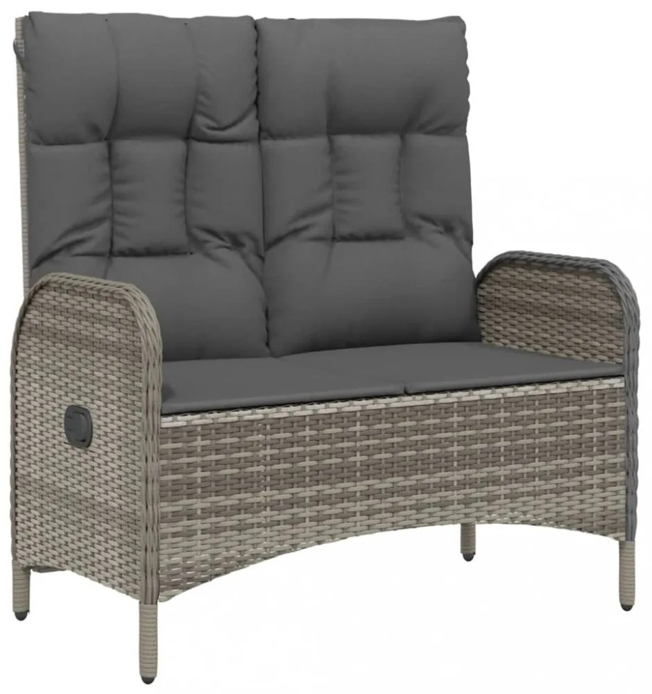 szürke polyrattan dönthető kerti pad párnákkal 107 cm