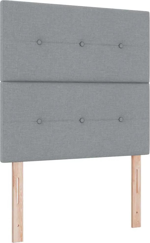 vidaXL Magasságállítható ágyfej fejtámlával Világosszürke 90 cm szövet