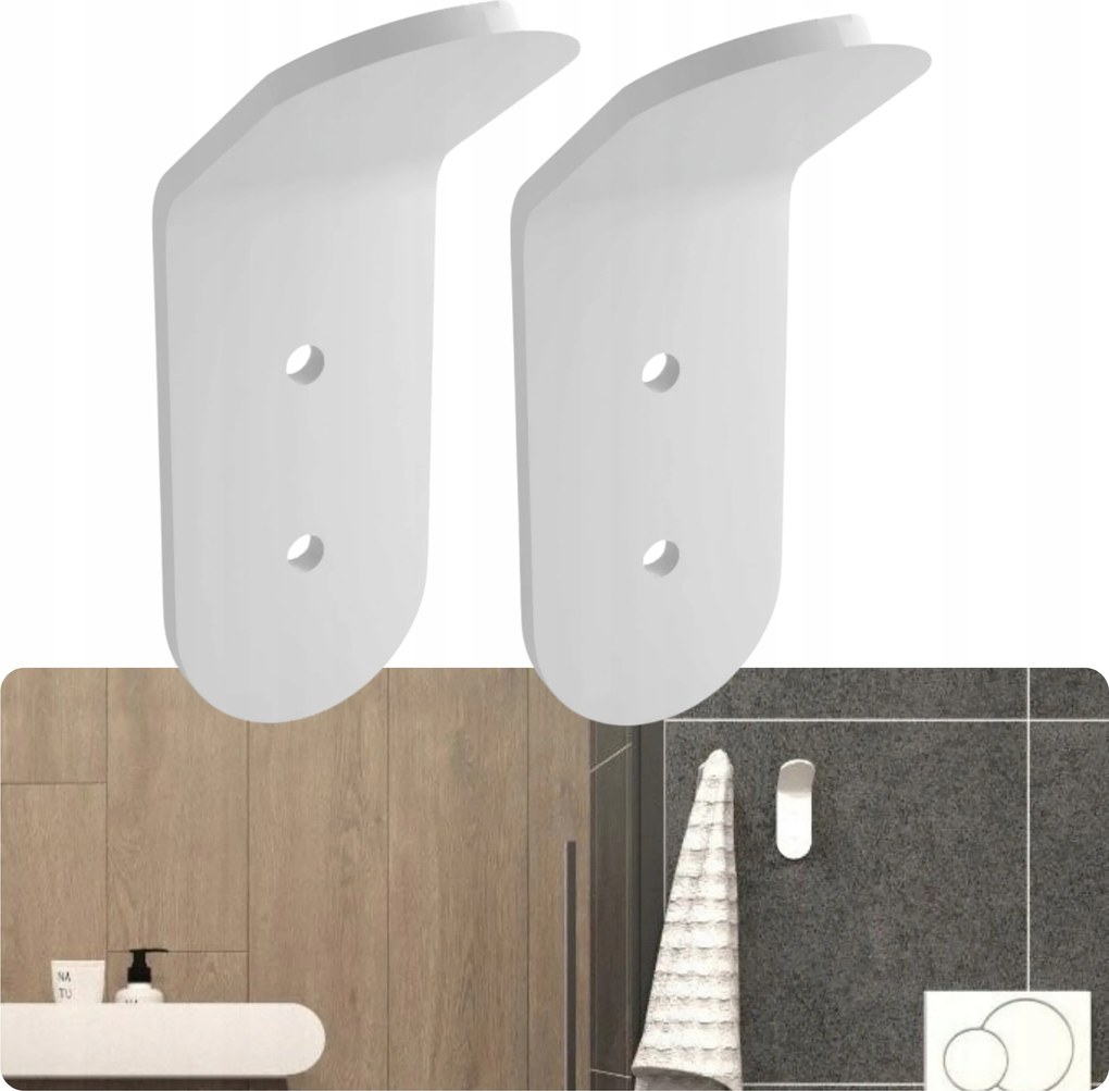 Fürdőszobai Törölközőtartó Akasztó Bond Loft Fém Fali Fehér Akasztó 2 db