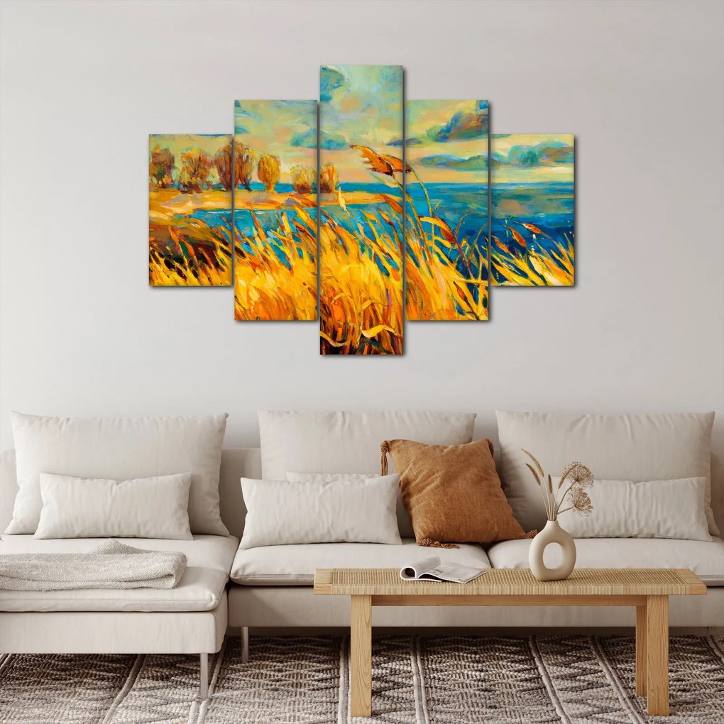 Kép - naplemente a tó felett, akril festmény (150x105 cm)
