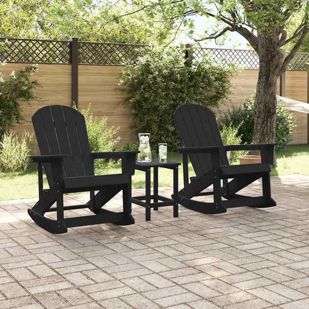 Adirondack hintás székek 2 pcs Fekete HDPE