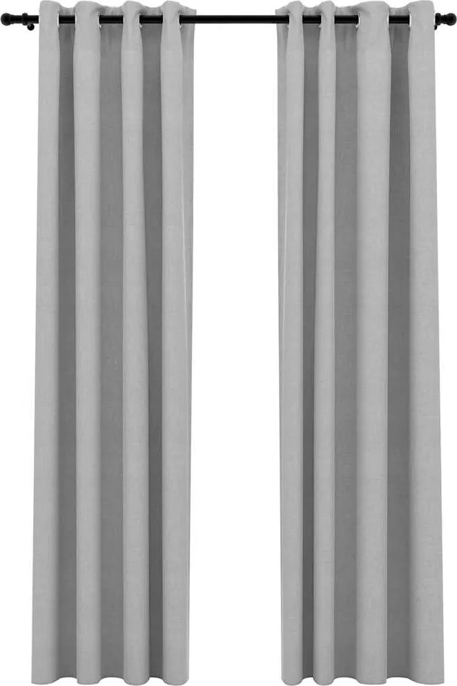 vidaXL 2 db szürke, vászonhatású sötétítőfüggöny fűzőkarikával 140 x 245 cm