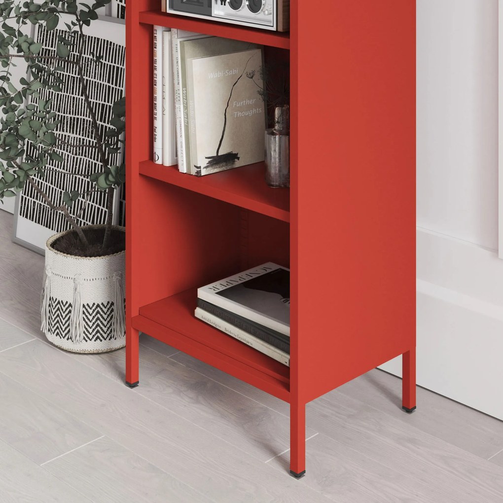 Könyvespolc MARIO, 500 x 1800 x 350 mm, Modern: piros