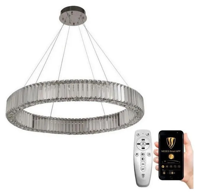 NEDES LED Dimmelhető csillár zsinóron LED/50W/230V 3000-6500K króm + távirányítás ND3532
