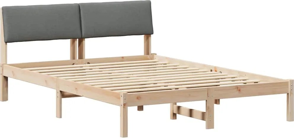 vidaXL Ágykeret barna és sötétszürke 160 x 200 cm Tömör fenyőfa