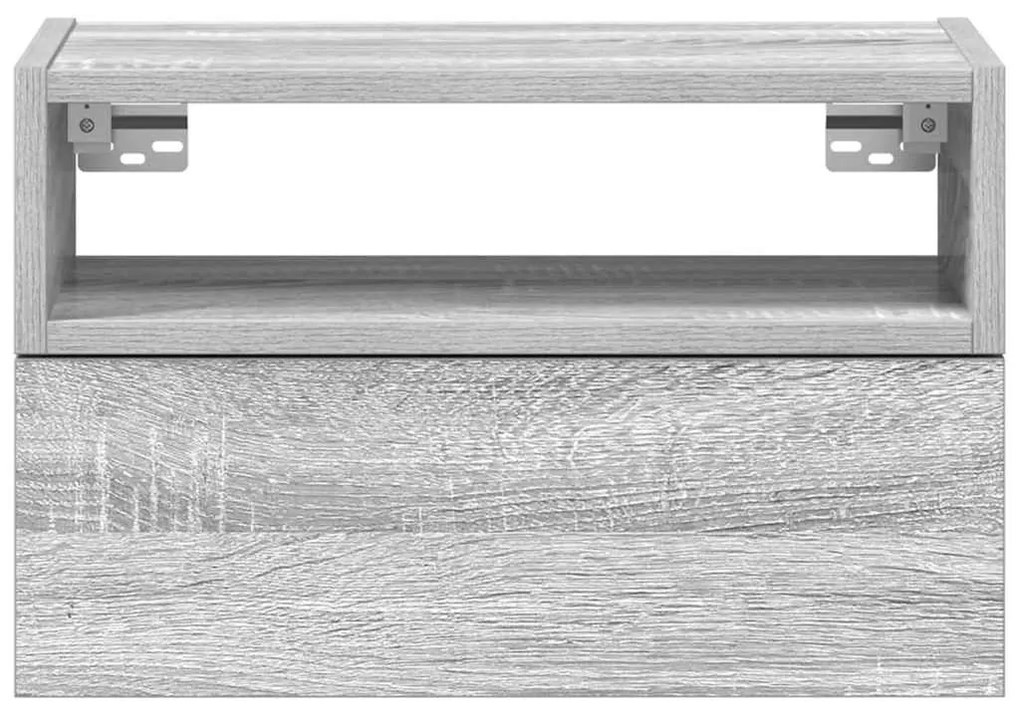 Szürke sonoma falra szerelhető éjjeliszekrény 45x26x28,5 cm