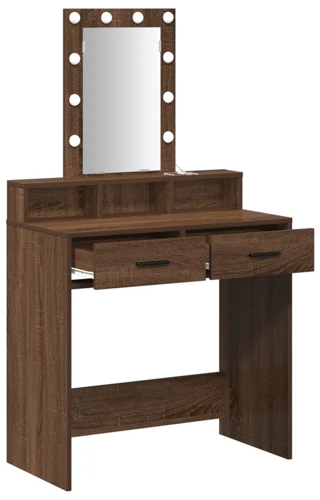 vidaXL Öltözködőasztal fiókkal tükörrel Barna 79 x 41 x 140 cm Faanyag
