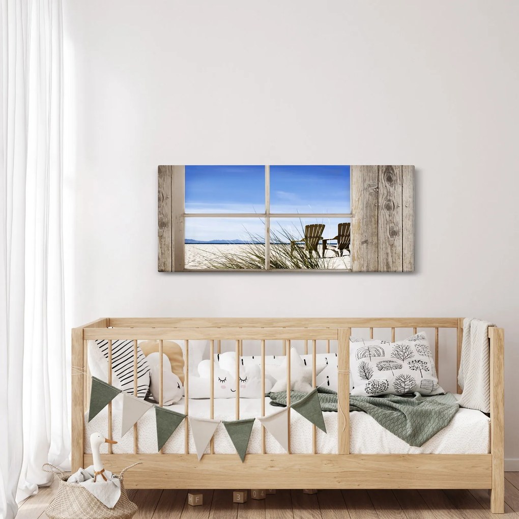 Kép - A strandra néző ablak (120x50 cm)