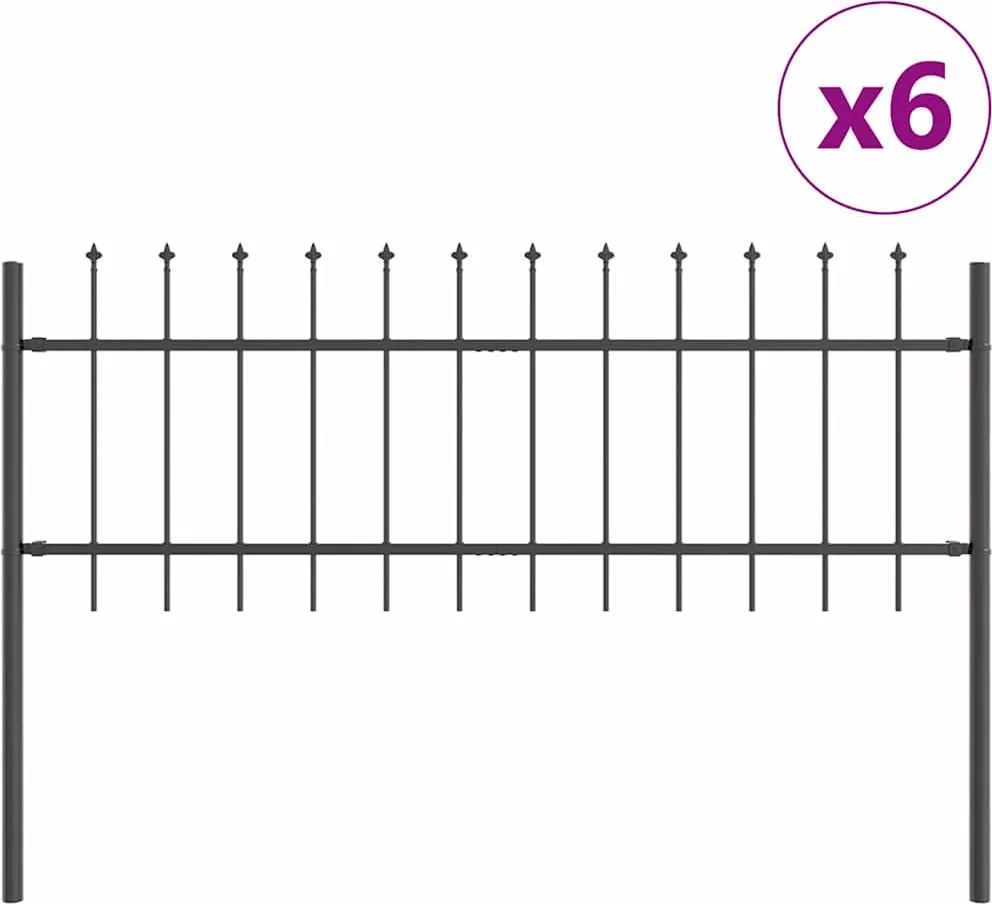 vidaXL Kerti Kerítés 6 pcs Szürke 10,2 x 0,6 m Porfestett acél