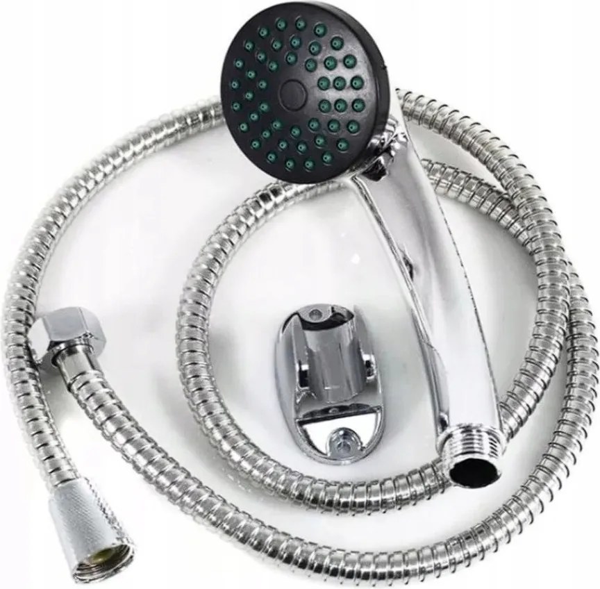 Zuhanyfej Tömlő Tartó Zuhany Szett Króm Fényes