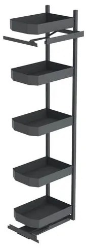 Konyhai fémrács, kamravasalás, 450mm, króm-fehér, részleges kihúzású, 5 kosár, nyíló ajtóhoz SIGE PRO LINE 295