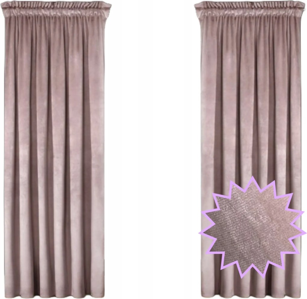 Velúr függöny 140x230 Elegancia És modern Stílus Finom Rózsaszín Szalag