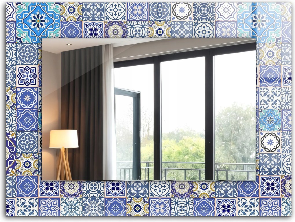 Gyönyörű modern tükör dekoratív kerettel loft dekoráció 80x60 Marokkói minták