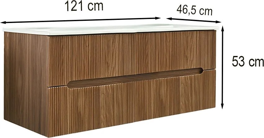 Trent 120 alsó fürdőszobabútor 1 medencés kerámia mosdóval 2 fiókos, sunset tölgy