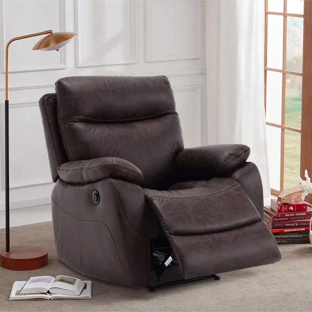 Fotoliu De Relazare Și Televizor, Electric 1 Motor , Tapițat CuTextil Maro, 240V